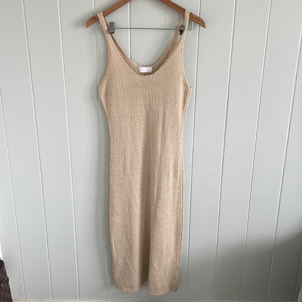 Hourglass tan long fitted dress